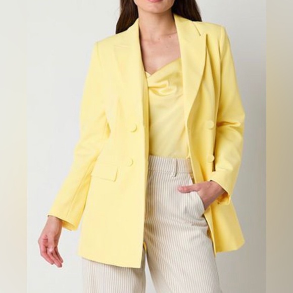 NEW Worthington Double Breasted Blazer, Color: Pale Banana - Picture 1 of 8